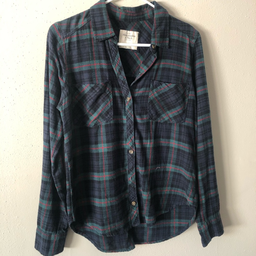 navy blue, green, red Abercrombie & Fitch flannel